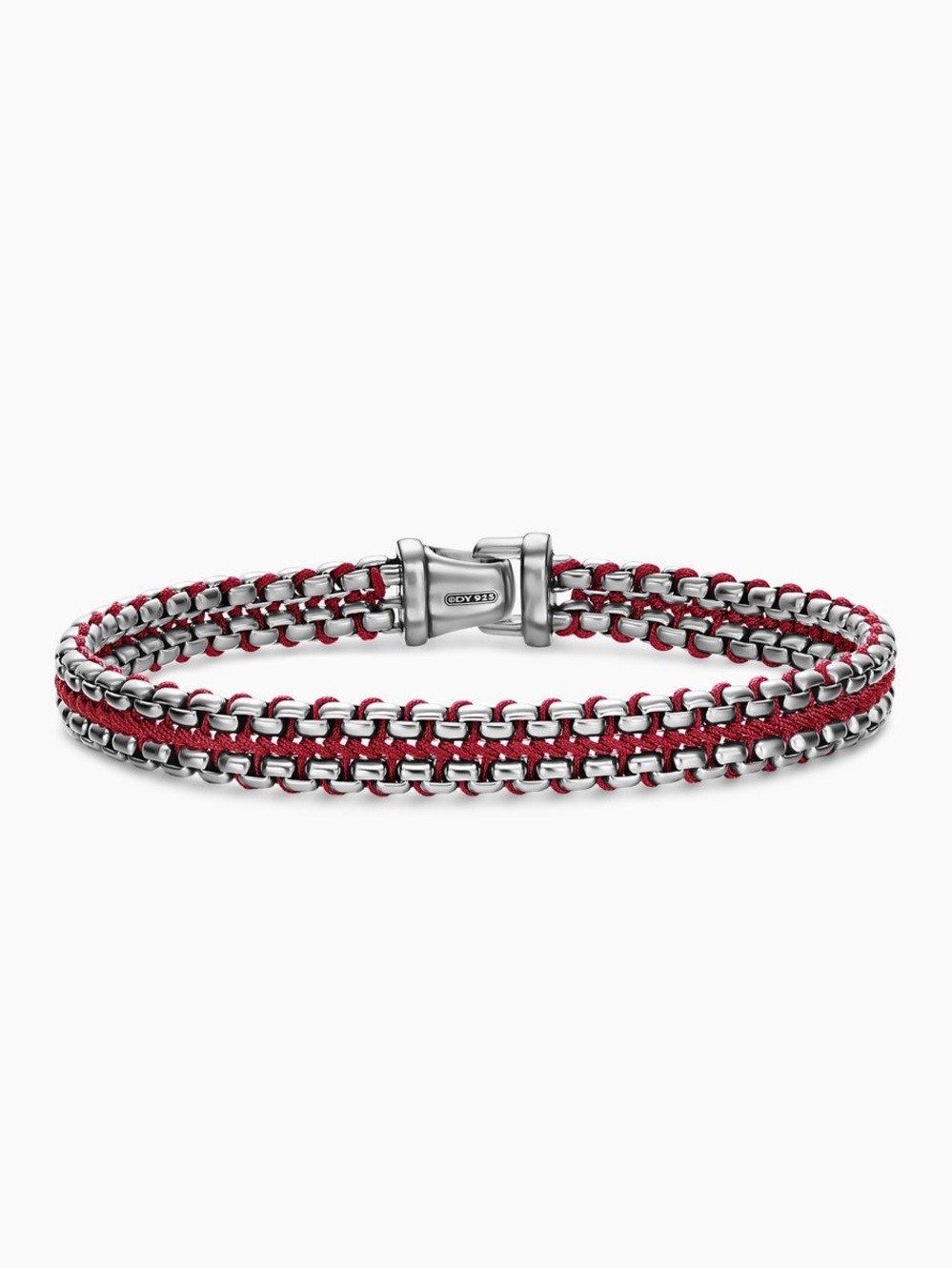 David Yurman Woven Red Box Chain Bracelet